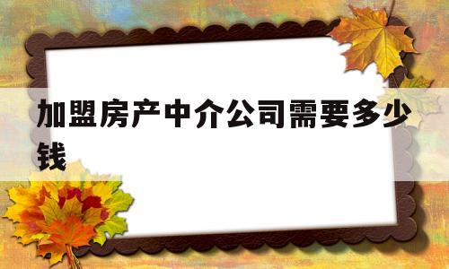 加盟房产中介公司需要多少钱(加盟房产中介公司需要多少钱一个月)