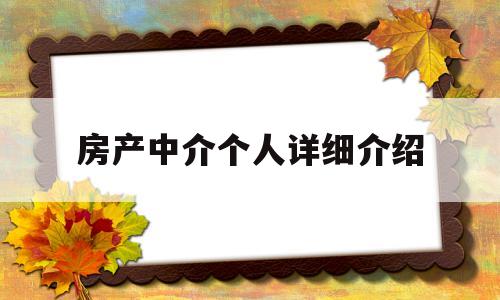 房产中介个人详细介绍(房产中介个人详细介绍模板)