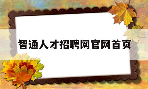 智通人才招聘网官网首页(智通人才招聘网官网首页查询)