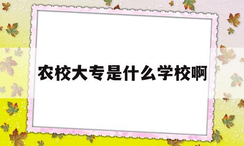 农校大专是什么学校啊(农校是什么学校中专还是大专)