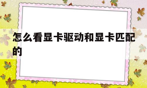 怎么看显卡驱动和显卡匹配的(怎么看显卡驱动版本和电脑匹配)