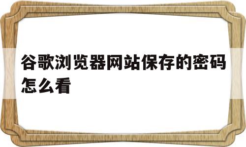 谷歌浏览器网站保存的密码怎么看(谷歌浏览器网站保存的密码怎么看到)