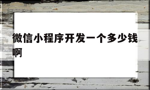 微信小程序开发一个多少钱啊(小程序商城制作一个需要多少钱)