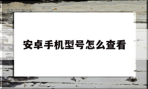 安卓手机型号怎么查看(如何查看安卓手机的型号)