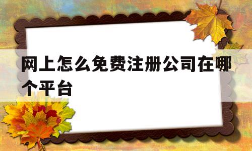 网上怎么免费注册公司在哪个平台(网上怎么免费注册公司在哪个平台查询)