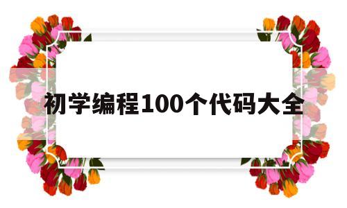 初学编程100个代码大全(初学编程100个代码大全数控)