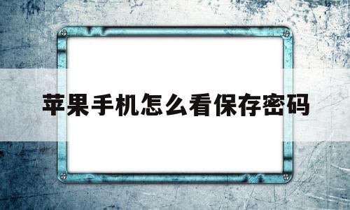 苹果手机怎么看保存密码(怎么看苹果手机保存上的密码是多少)