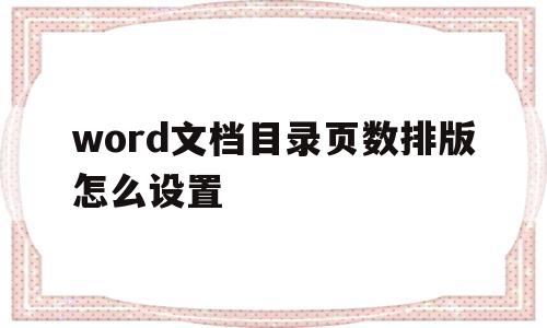 word文档目录页数排版怎么设置(word文档目录页数排版怎么设置的)