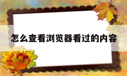 怎么查看浏览器看过的内容(如何查看浏览器浏览的一些记录)