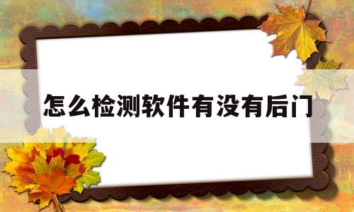 怎么检测软件有没有后门(怎么检测电脑软件有没有后门)