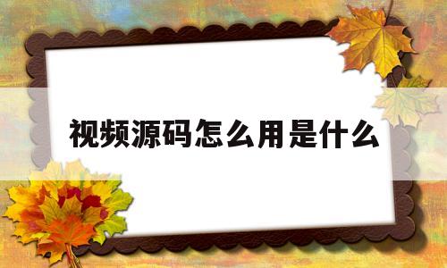 关于视频源码怎么用是什么的信息