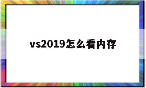 vs2019怎么看内存(vs2019怎么看内存地址)