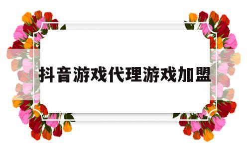 抖音游戏代理游戏加盟(抖音游戏代理游戏加盟多少钱)