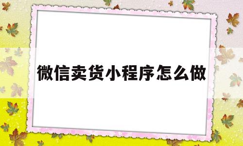 微信卖货小程序怎么做(微信卖货小程序怎么做我的产品)