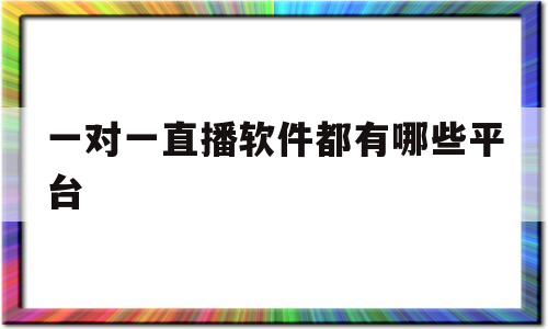 一对一直播软件都有哪些平台(一对一上课直播用哪个免费软件好)