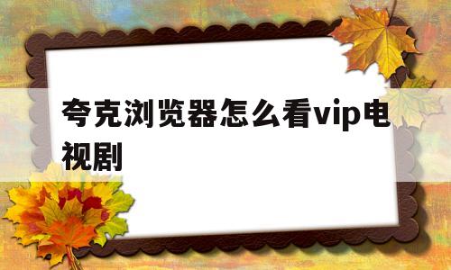 夸克浏览器怎么看vip电视剧(夸克浏览器可以看vip视频吗)