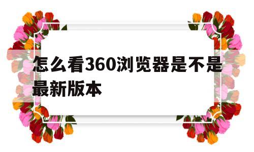 怎么看360浏览器是不是最新版本(如何看360浏览器版本)