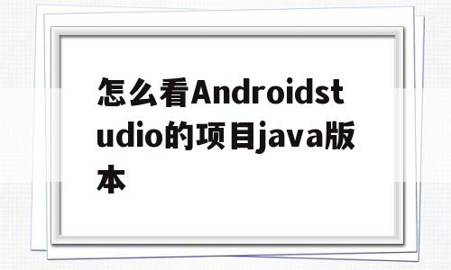 怎么看Androidstudio的项目java版本的简单介绍