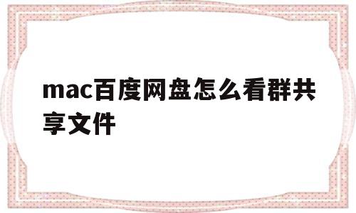 mac百度网盘怎么看群共享文件(macbookair百度网盘怎么查文件夹大小)