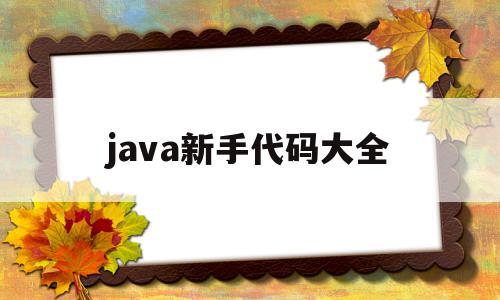 java新手代码大全(java新手代码大全实例)