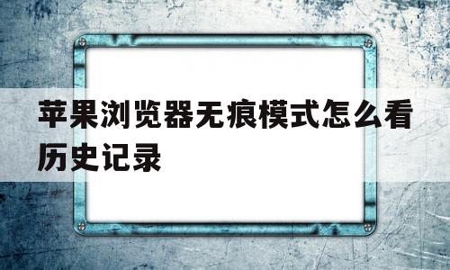 苹果浏览器无痕模式怎么看历史记录(苹果浏览器无痕模式怎么看历史记录呢)