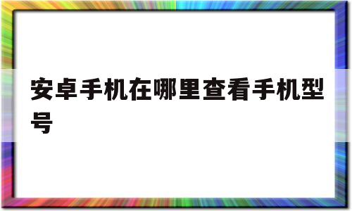 安卓手机在哪里查看手机型号(安卓手机怎么查看自己手机型号)