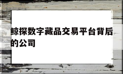 鲸探数字藏品交易平台背后的公司(鲸探数字藏品交易平台背后的公司叫什么)