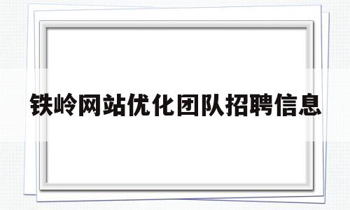 包含铁岭网站优化团队招聘信息的词条