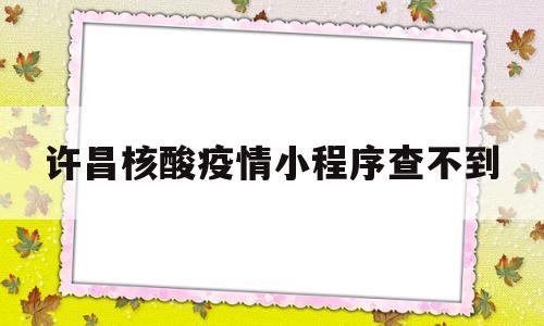 许昌核酸疫情小程序查不到(许昌核酸疫情小程序查不到怎么办)