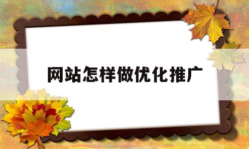 网站怎样做优化推广(百度推广优化怎么做的)