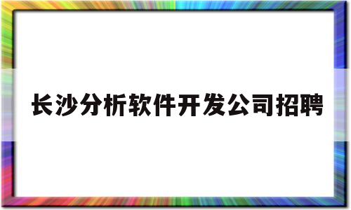 长沙分析软件开发公司招聘(长沙软件开发公司都集中在哪儿)