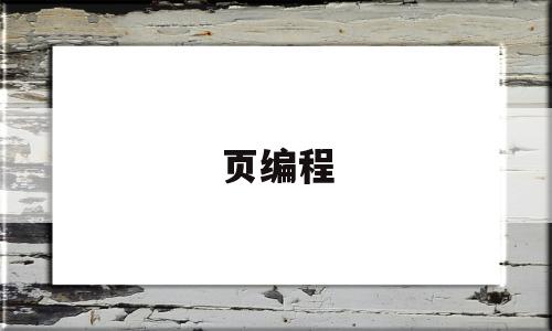 页编程(页编程怎么实现部分编程)