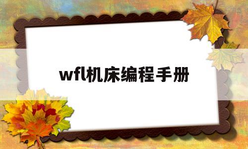 关于wfl机床编程手册的信息