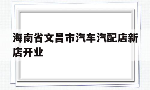 海南省文昌市汽车汽配店新店开业(海南省文昌市汽车汽配店新店开业时间)