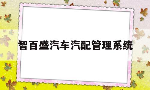 智百盛汽车汽配管理系统(智百盛驾驶员安全培训平台)