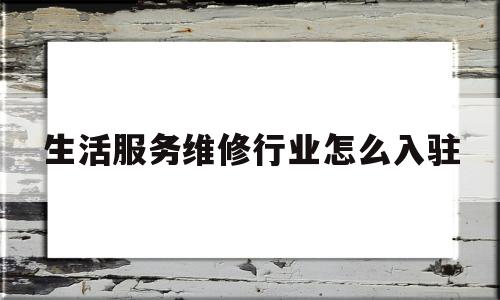 生活服务维修行业怎么入驻(生活服务维修行业怎么入驻的)