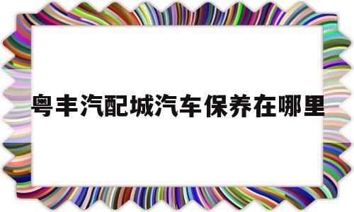 粤丰汽配城汽车保养在哪里(粤丰汽车配件批发市场怎么样)