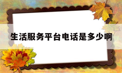 关于生活服务平台电话是多少啊的信息