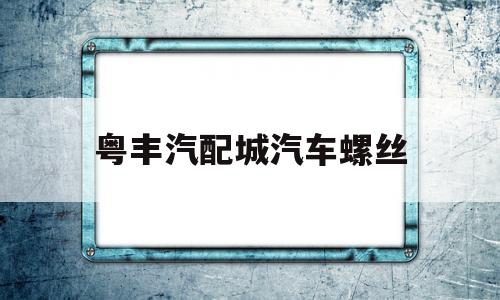 粤丰汽配城汽车螺丝(粤丰汽配城汽车螺丝价格)