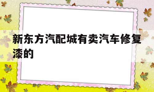 包含新东方汽配城有卖汽车修复漆的的词条