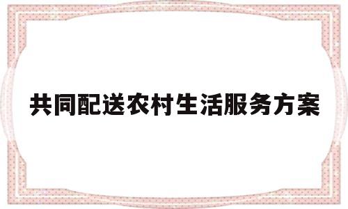 共同配送农村生活服务方案(共同配送农村生活服务方案范文)