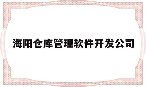 海阳仓库管理软件开发公司(海阳仓库管理软件开发公司有哪些)