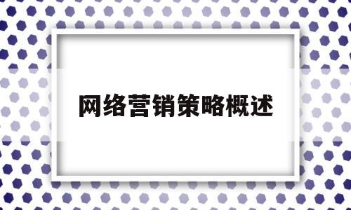 网络营销策略概述(网络营销策略原理及应用)