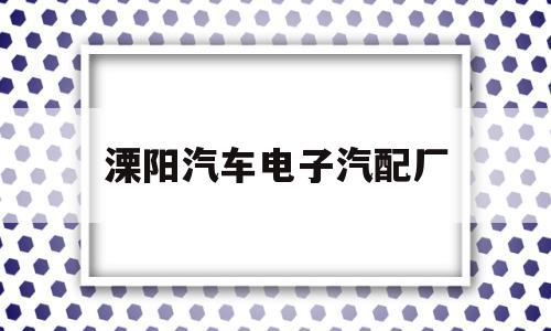 溧阳汽车电子汽配厂(溧阳汽车电子汽配厂地址)