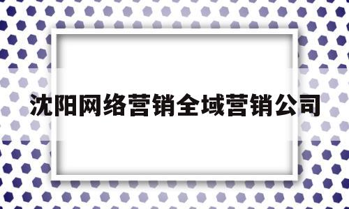 沈阳网络营销全域营销公司(沈阳网络营销全域营销公司排名)