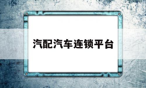 汽配汽车连锁平台(汽配汽车连锁平台是什么)