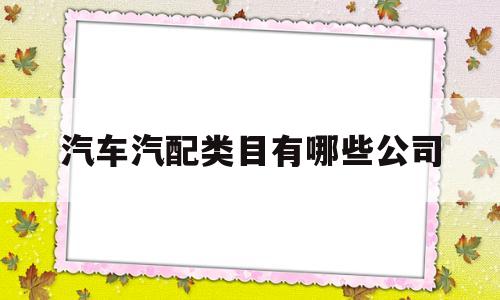 汽车汽配类目有哪些公司(汽车汽配类目有哪些公司可以做)