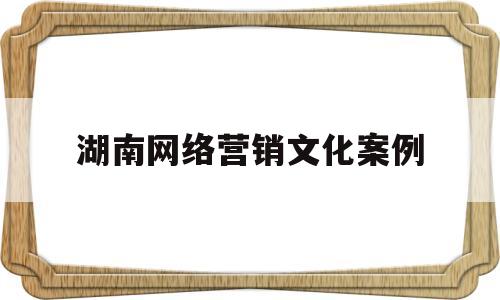 湖南网络营销文化案例(湖南网络营销文化案例分析)