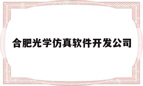 合肥光学仿真软件开发公司(合肥光学仿真软件开发公司招聘)