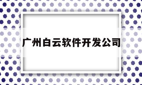 广州白云软件开发公司(广州白云软件开发公司有哪些)